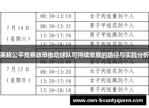 英超公平竞赛政策推动球队可持续发展的路径与实践分析 英超公平竞赛政策推动球队可持续发展的路径与实践分析